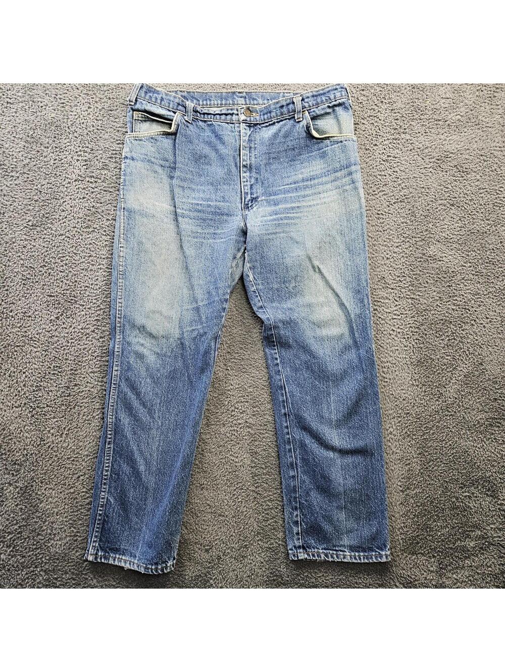 Elk Brand Vintage Jeans Faded Whiskering 1988 Denim Made in USA Flaws 38x30
